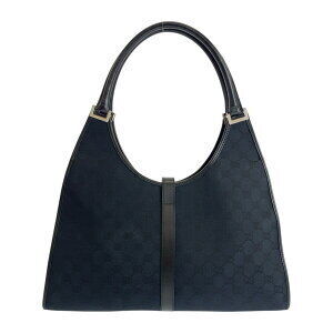 Gucci GG leather shoulder Jackie canvas bag black